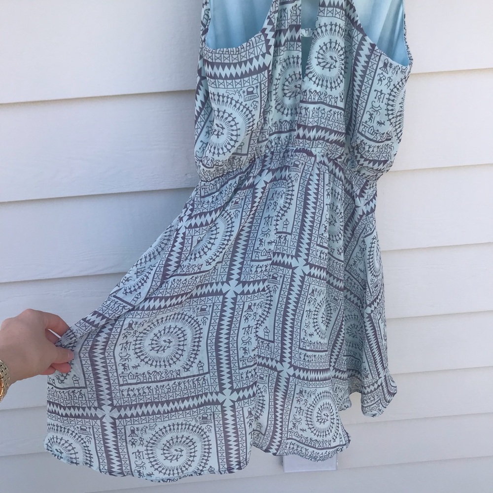 Flowy blue tribal/Aztec pattern dress